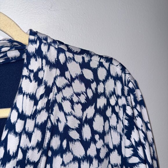 Liz Claiborne Womens XL Blue & White Dress V-Neck 3/4 Sleeve - Picture 2 of 5